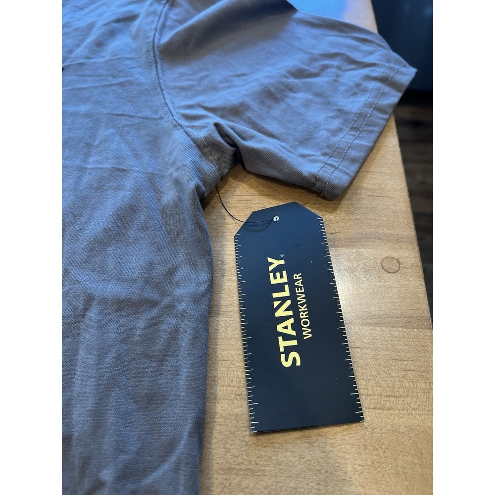 Men's Stanley Short Sleeve Gray Shirt NWT 3 Button Sz L - Picture 4 of 10